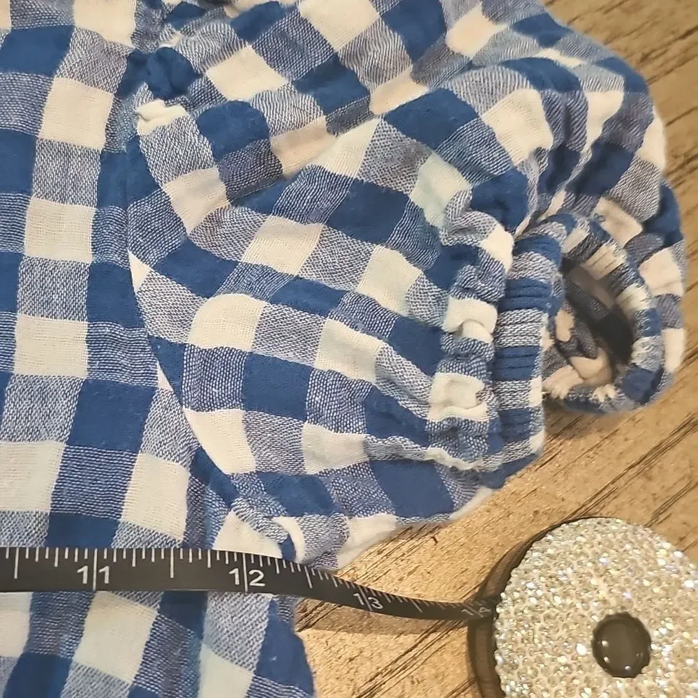 Blue and White Gingham Top and Skirt Set 6X XS 100% Cotton